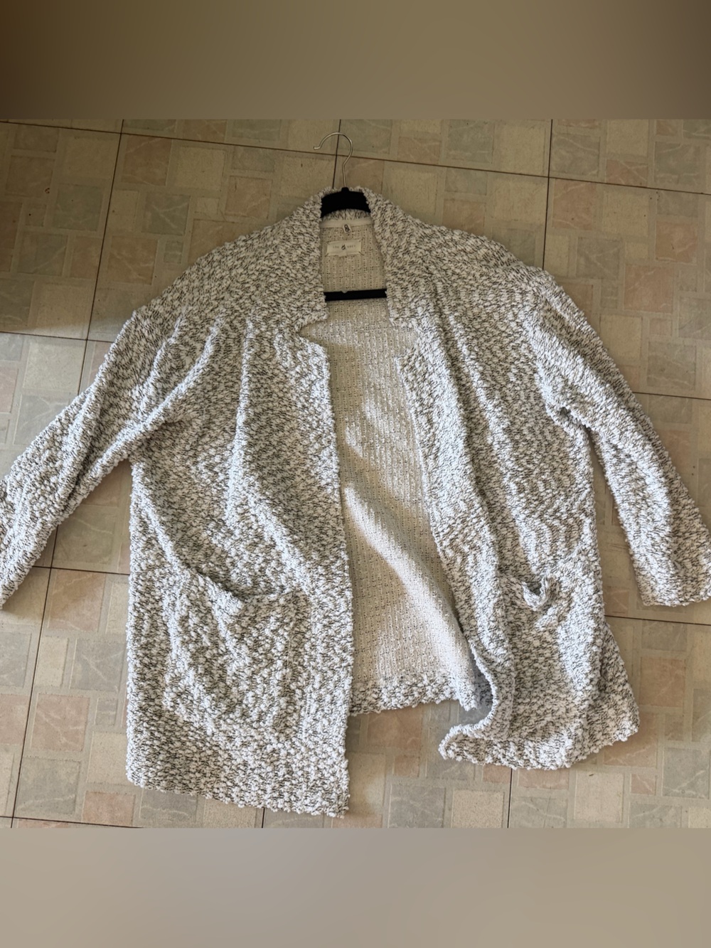 Lou & Grey Cream Marled Open-Front Cardigan - Womens Size Small
